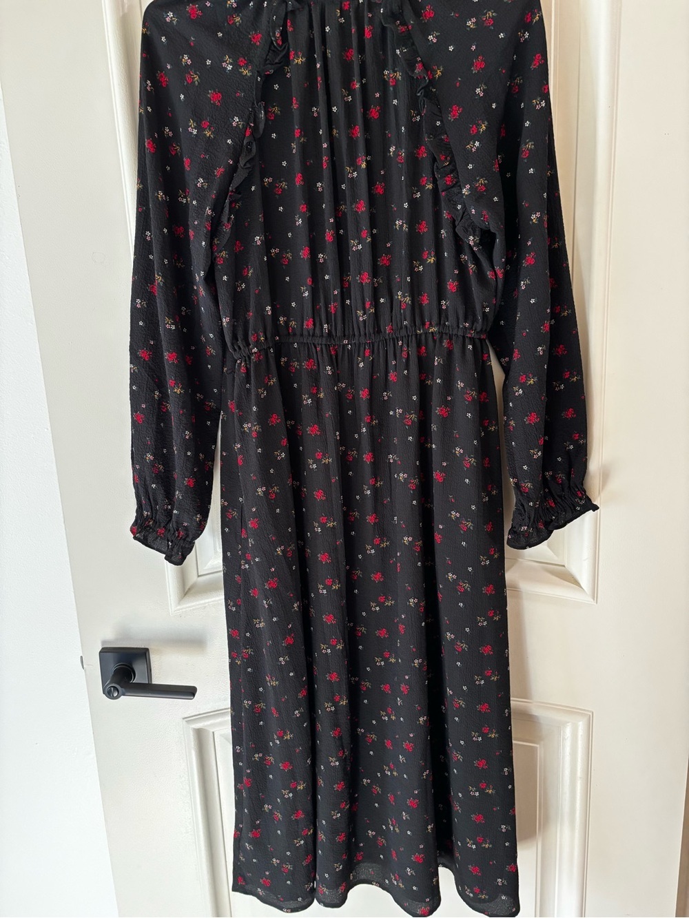 NWT GAP Black Floral Tie-Front Ruffle Dress Size Medium - Picture 7 of 8